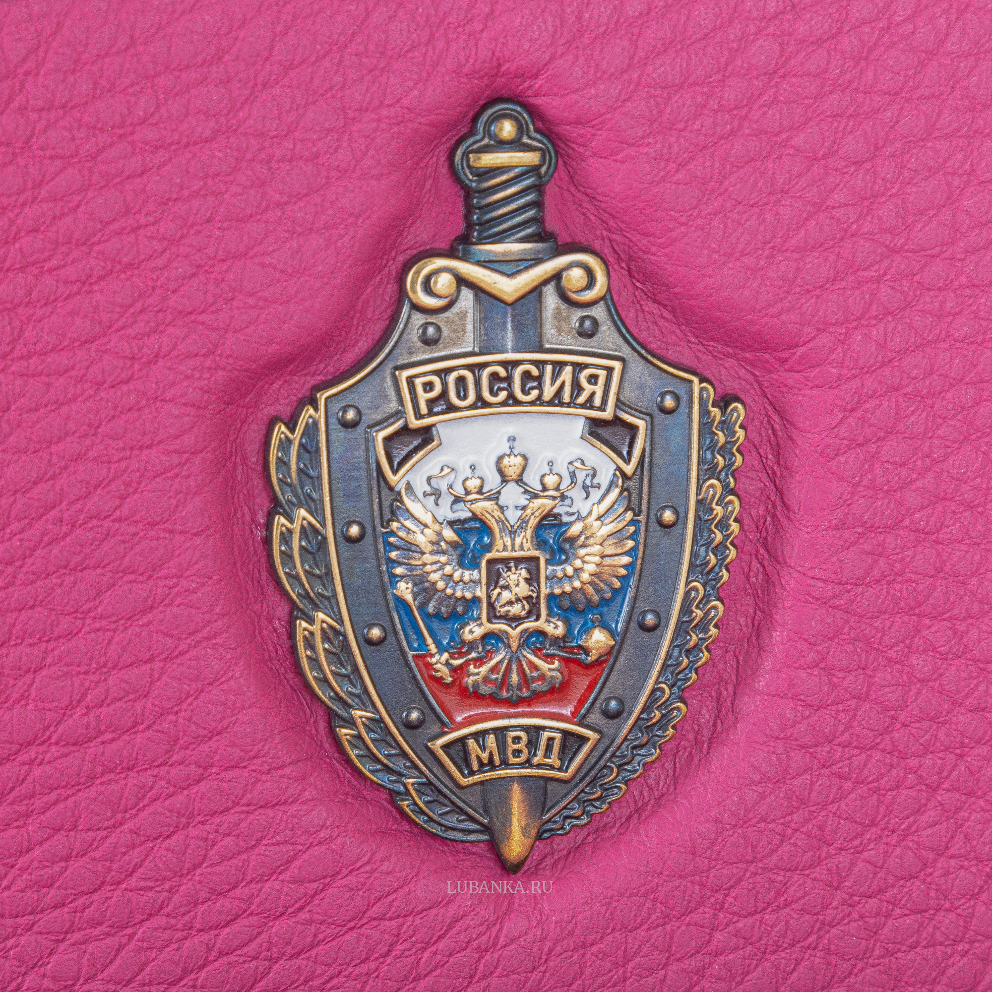Обложка для удостоверения МВД с жетоном розовая