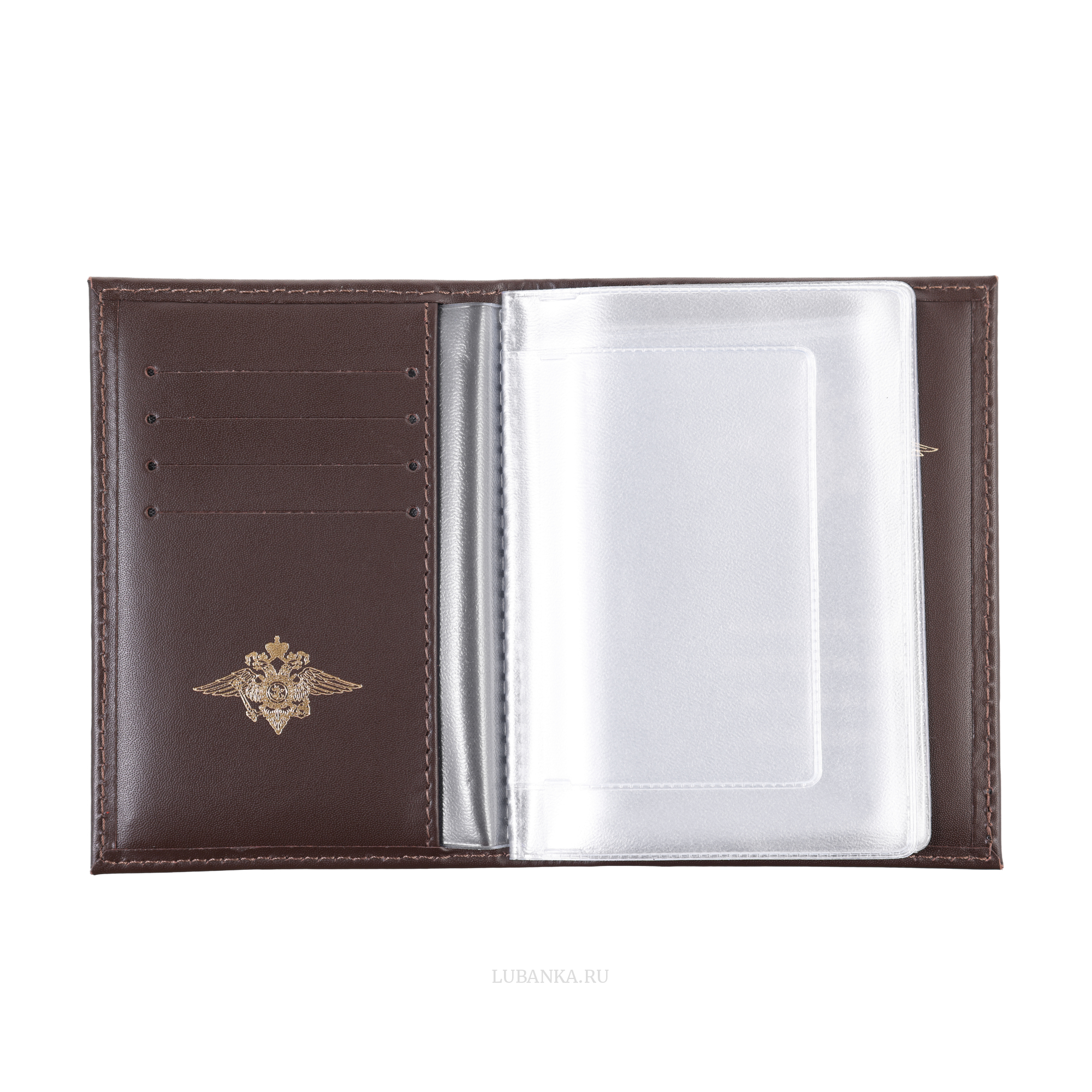 Обложка для автодокументов МВД с картхолдером коричневая